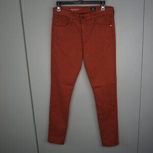 AG Farrah High Rise Skinny Ankle Stretch Sateen Pants in Dark Hibiscus size 29